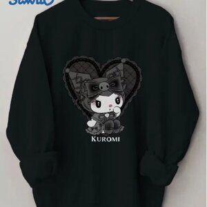 Gothic Kuromi Hello Kitty Crew Neck Sweatshirt NWT